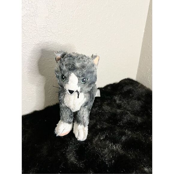 9" Ikea Lilleplutt Plush Stuffed Gray White Cat Kitten Toy Animal - Picture 1 of 4